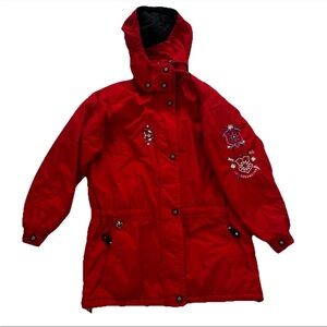 Vintage Obermeyer Austin Womens Ski Jacket 8 Red Embroidered Retro Snow Winter